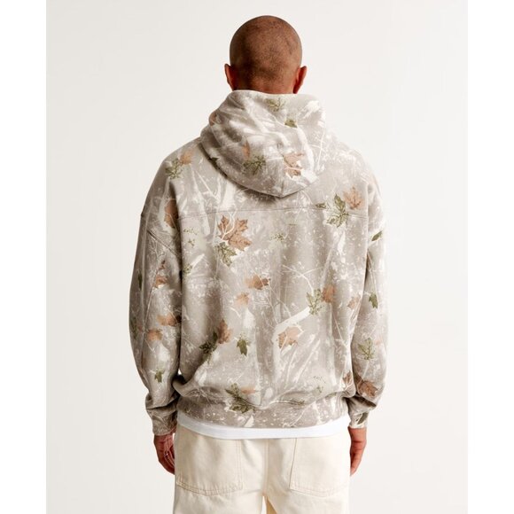 Abercrombie & Fitch Essential Popover Hoodie In off white camo Size XL - Picture 6 of 10